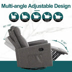Fauteuil inclinable manuel pivotant à 360° en lin gris / marron / beige avec repose-pieds réglable – Simple