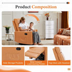 Fauteuil inclinable manuel pivotant à 360° en lin gris / marron / beige avec repose-pieds réglable – Simple
