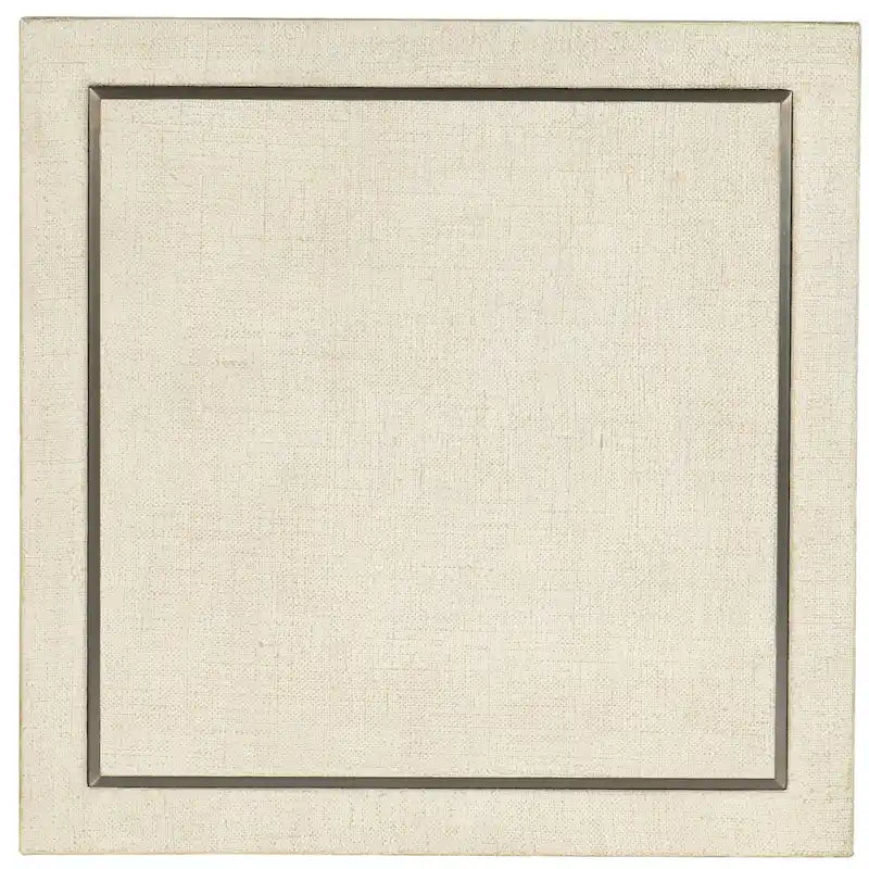 Table d'appoint carrée en ronce de laque taupe et placage de chêne avec incrustation métallique couleur champagne – Unique