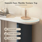 Console de table à plateau en similicuir marbre bleu marine et blanc, pour 1