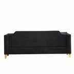 Canapé 3 places chenille noir / gris / beige de style scandinave avec pieds en métal doré