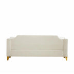 Canapé 3 places chenille noir / gris / beige de style scandinave avec pieds en métal doré