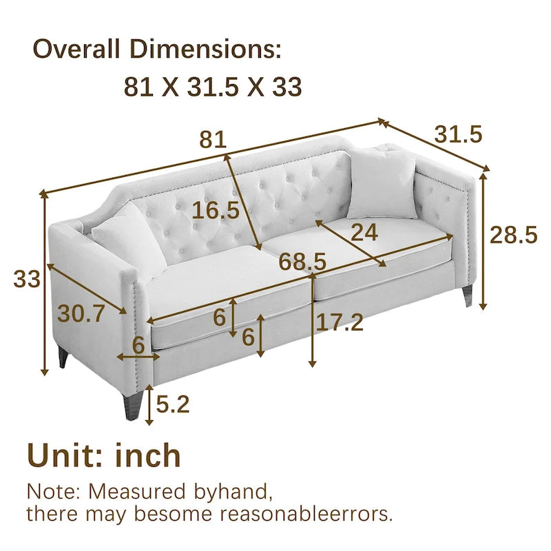 Canapé 3 places chenille noir / gris / beige de style scandinave avec pieds en métal doré