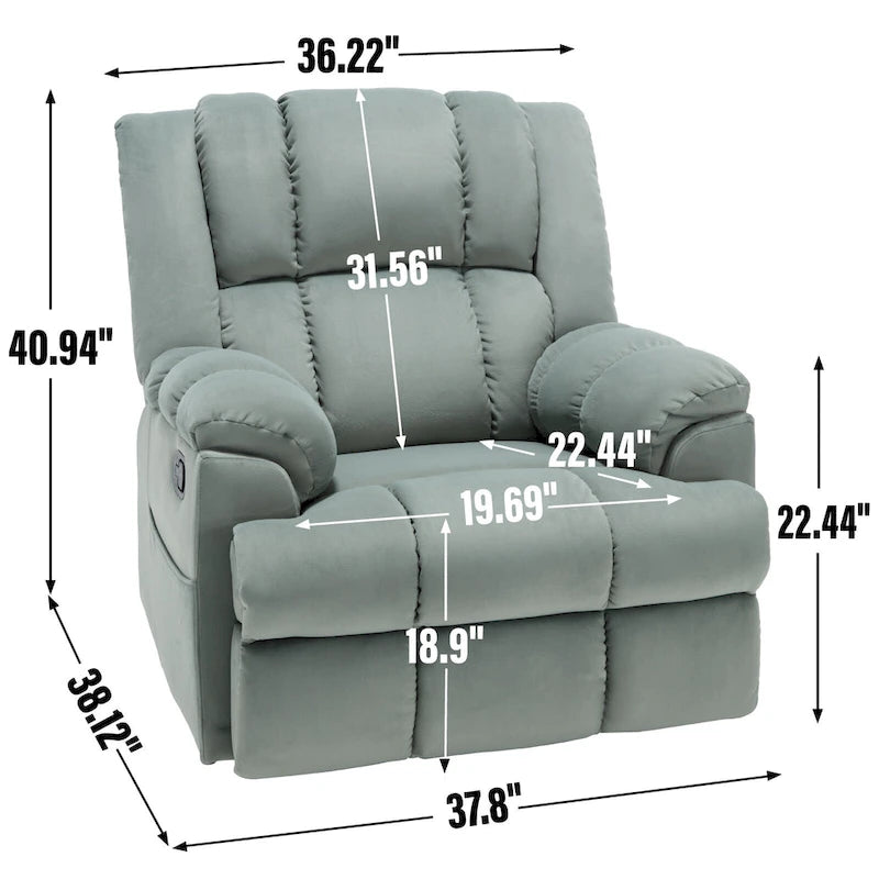 Fauteuil inclinable, pivotant à 360° et à bascule surdimensionné en tissu beige/vert/bleu avec base en métal noir – Simple