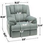 Fauteuil inclinable, pivotant à 360° et à bascule surdimensionné en tissu beige/vert/bleu avec base en métal noir – Simple