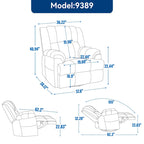 Fauteuil inclinable, pivotant à 360° et à bascule surdimensionné en tissu beige/vert/bleu avec base en métal noir – Simple