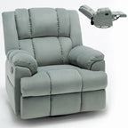 Fauteuil inclinable, pivotant à 360° et à bascule surdimensionné en tissu beige/vert/bleu avec base en métal noir – Simple