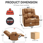 Fauteuil inclinable, pivotant à 360° et à bascule surdimensionné en tissu beige/vert/bleu avec base en métal noir – Simple