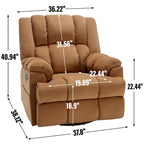Fauteuil inclinable, pivotant à 360° et à bascule surdimensionné en tissu beige/vert/bleu avec base en métal noir – Simple
