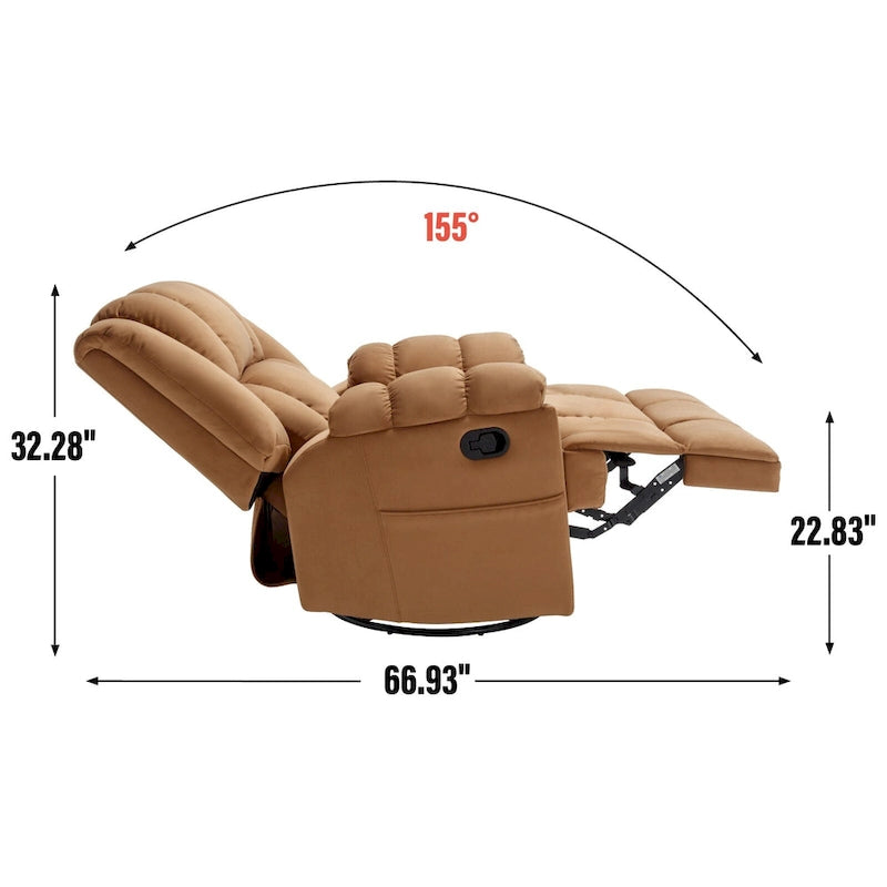 Fauteuil inclinable, pivotant à 360° et à bascule surdimensionné en tissu beige/vert/bleu avec base en métal noir – Simple
