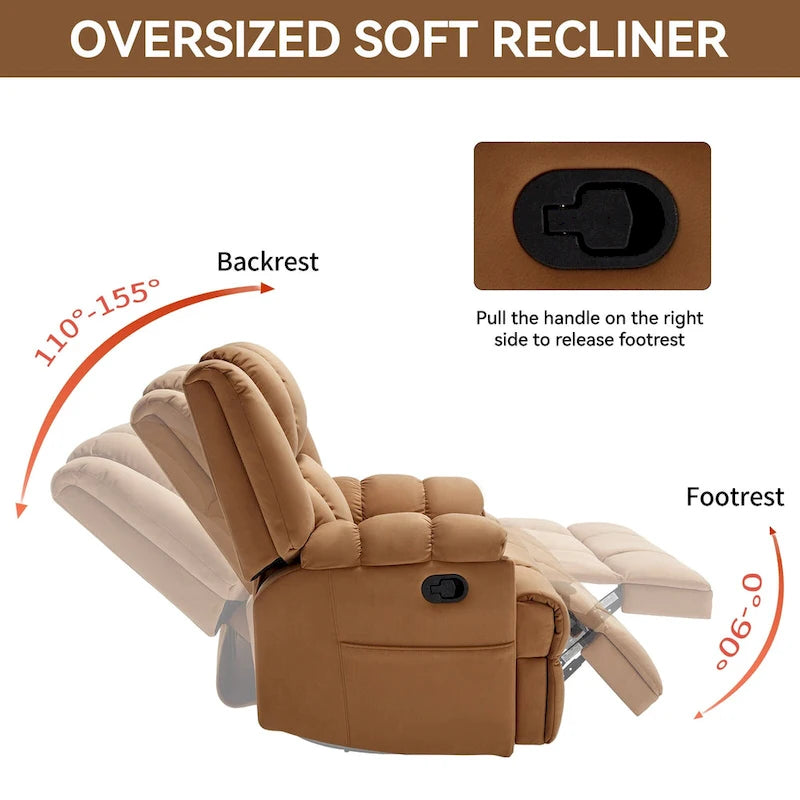 Fauteuil inclinable, pivotant à 360° et à bascule surdimensionné en tissu beige/vert/bleu avec base en métal noir – Simple