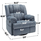 Fauteuil inclinable, pivotant à 360° et à bascule surdimensionné en tissu beige/vert/bleu avec base en métal noir – Simple