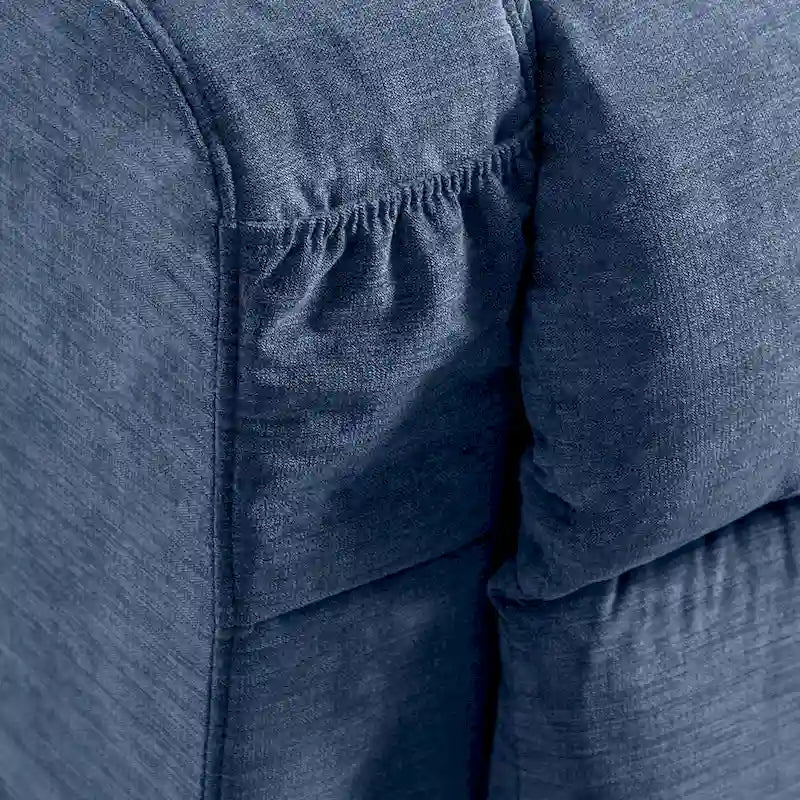 Fauteuil inclinable électrique releveur en tissu bleu/gris/marron avec chauffage, massage, chargement USB et télécommande – Simple