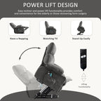 Fauteuil inclinable électrique releveur en tissu bleu/gris/marron avec chauffage, massage, chargement USB et télécommande – Simple
