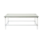 Table basse en verre rectangulaire transparente pour salon, 2 à 4 places