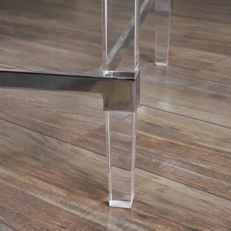 Table basse en verre rectangulaire transparente pour salon, 2 à 4 places