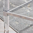 Table basse en verre rectangulaire transparente pour salon, 2 à 4 places