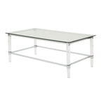 Table basse en verre rectangulaire transparente pour salon, 2 à 4 places