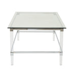 Table basse en verre rectangulaire transparente pour salon, 2 à 4 places