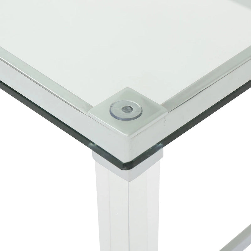 Table basse en verre rectangulaire transparente pour salon, 2 à 4 places