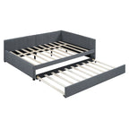 Lit de repos rembourré en lin gris grand format avec lit gigogne double – 2 places