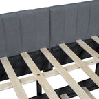 Lit de repos rembourré en lin gris grand format avec lit gigogne double – 2 places