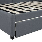 Lit de repos rembourré en lin gris grand format avec lit gigogne double – 2 places