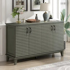 Buffet 4 portes style rétro gris antique / espresso / bleu marine avec étagères réglables et poignées métalliques – Simple