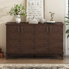 Buffet 4 portes style rétro gris antique / espresso / bleu marine avec étagères réglables et poignées métalliques – Simple