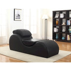 Chaise longue de yoga en similicuir noir / chocolat / gris – Simple