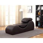 Chaise longue de yoga en similicuir noir / chocolat / gris – Simple