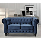Causeuse Chesterfield en velours blanc crème / noir / gris / marron / bleu foncé – 2 places