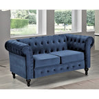 Causeuse Chesterfield en velours blanc crème / noir / gris / marron / bleu foncé – 2 places