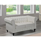 Causeuse Chesterfield en velours blanc crème / noir / gris / marron / bleu foncé – 2 places