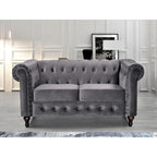 Causeuse Chesterfield en velours blanc crème / noir / gris / marron / bleu foncé – 2 places