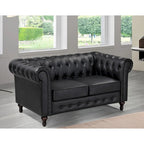 Causeuse Chesterfield en velours blanc crème / noir / gris / marron / bleu foncé – 2 places