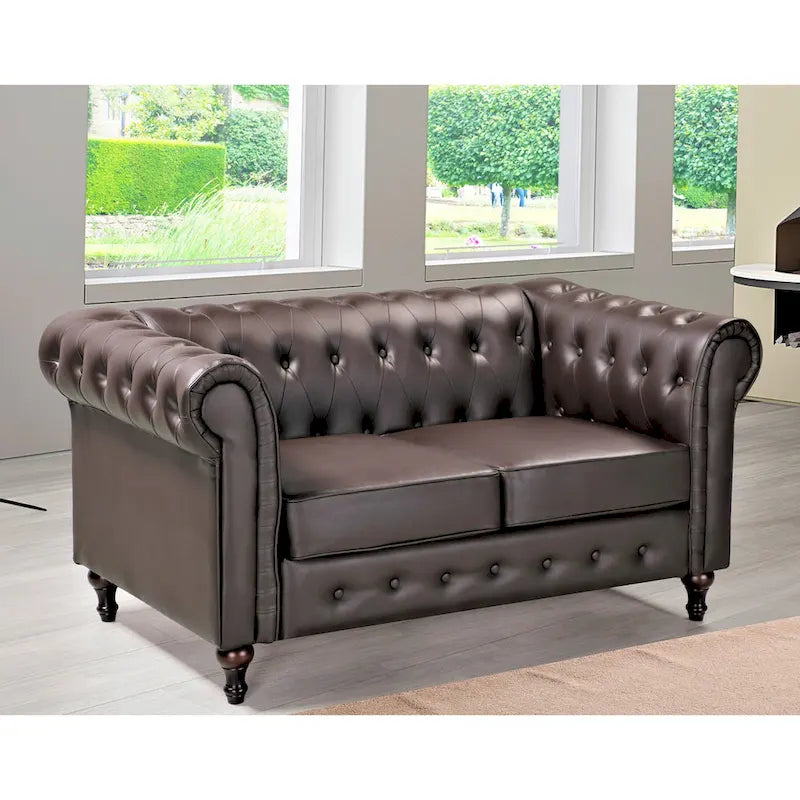 Causeuse Chesterfield en velours blanc crème / noir / gris / marron / bleu foncé – 2 places