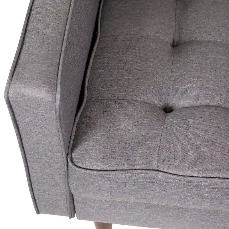 Fauteuil rembourré du milieu du siècle en similicuir gris foncé/gris ardoise avec pieds en bois massif – Simple