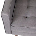 Fauteuil rembourré du milieu du siècle en similicuir gris foncé/gris ardoise avec pieds en bois massif – Simple