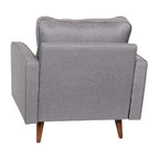 Fauteuil rembourré du milieu du siècle en similicuir gris foncé/gris ardoise avec pieds en bois massif – Simple