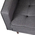 Fauteuil rembourré du milieu du siècle en similicuir gris foncé/gris ardoise avec pieds en bois massif – Simple