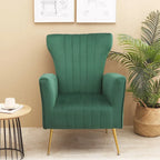 Fauteuil d'appoint dossier capitonné en velours rose / jaune / vert / blanc / rouge rosé avec pieds dorés – Individuel