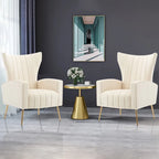 Fauteuil d'appoint dossier capitonné en velours rose / jaune / vert / blanc / rouge rosé avec pieds dorés – Individuel