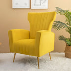 Fauteuil d'appoint dossier capitonné en velours rose / jaune / vert / blanc / rouge rosé avec pieds dorés – Individuel