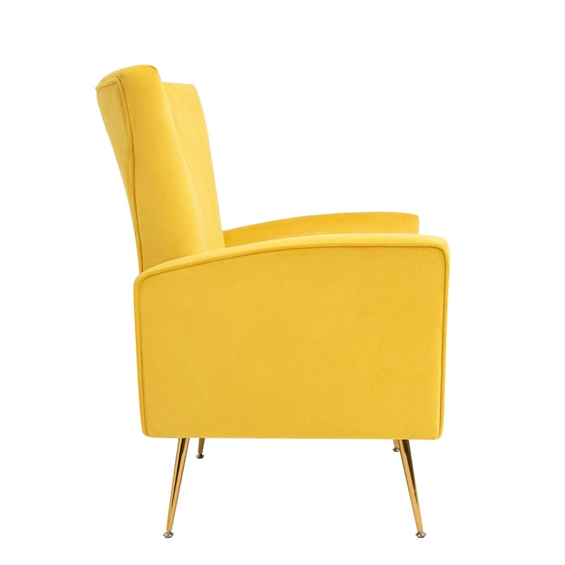Fauteuil d'appoint dossier capitonné en velours rose / jaune / vert / blanc / rouge rosé avec pieds dorés – Individuel