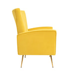 Fauteuil d'appoint dossier capitonné en velours rose / jaune / vert / blanc / rouge rosé avec pieds dorés – Individuel