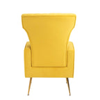 Fauteuil d'appoint dossier capitonné en velours rose / jaune / vert / blanc / rouge rosé avec pieds dorés – Individuel