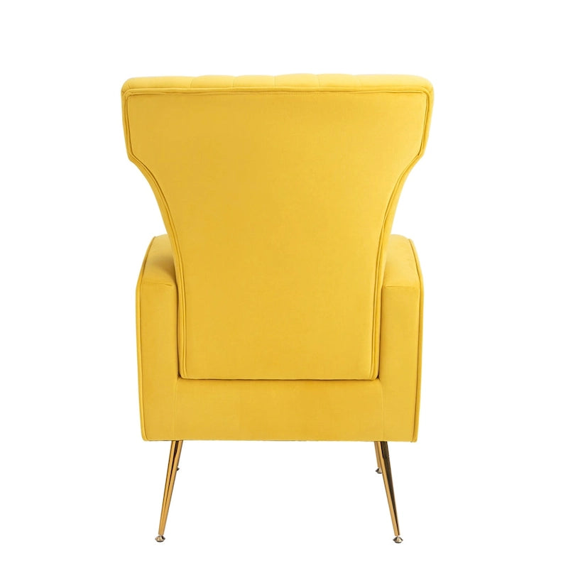 Fauteuil d'appoint dossier capitonné en velours rose / jaune / vert / blanc / rouge rosé avec pieds dorés – Individuel