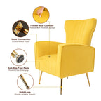 Fauteuil d'appoint dossier capitonné en velours rose / jaune / vert / blanc / rouge rosé avec pieds dorés – Individuel