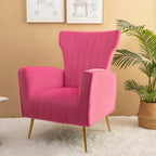 Fauteuil d'appoint dossier capitonné en velours rose / jaune / vert / blanc / rouge rosé avec pieds dorés – Individuel